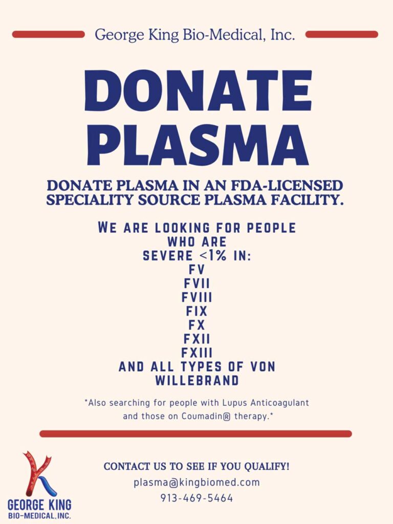 Donate Plasma poster for George King